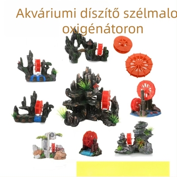 Gyanta vízkerék akvárium dekoráció – tájépítés stílus, Yitong márka, 50 darabos csomag