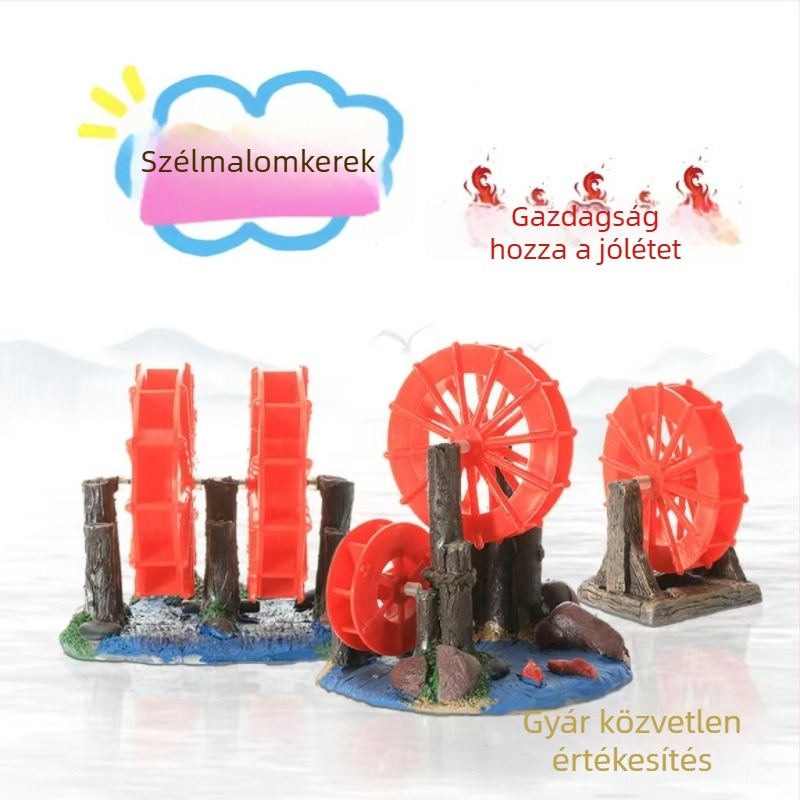 Gyanta vízkerék akvárium dekoráció – tájépítés stílus, Yitong márka, 50 darabos csomag