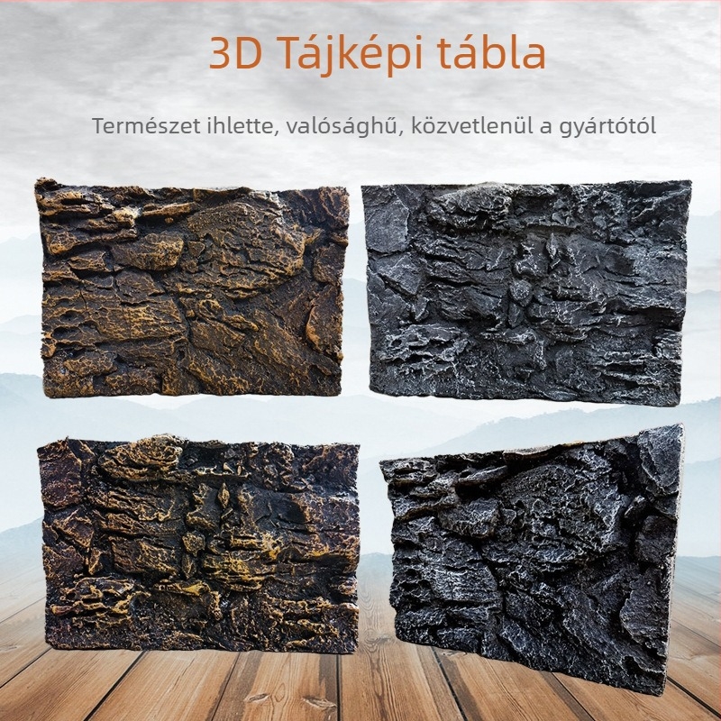 3D PU akvárium háttérpanel – sziklafal táj, PU anyag, akváriumi dekoráció
