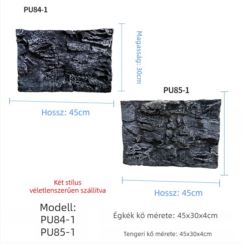 3D PU akvárium háttérpanel – sziklafal táj, PU anyag, akváriumi dekoráció