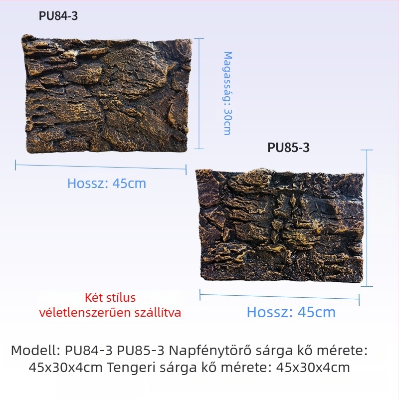 3D PU akvárium háttérpanel – sziklafal táj, PU anyag, akváriumi dekoráció