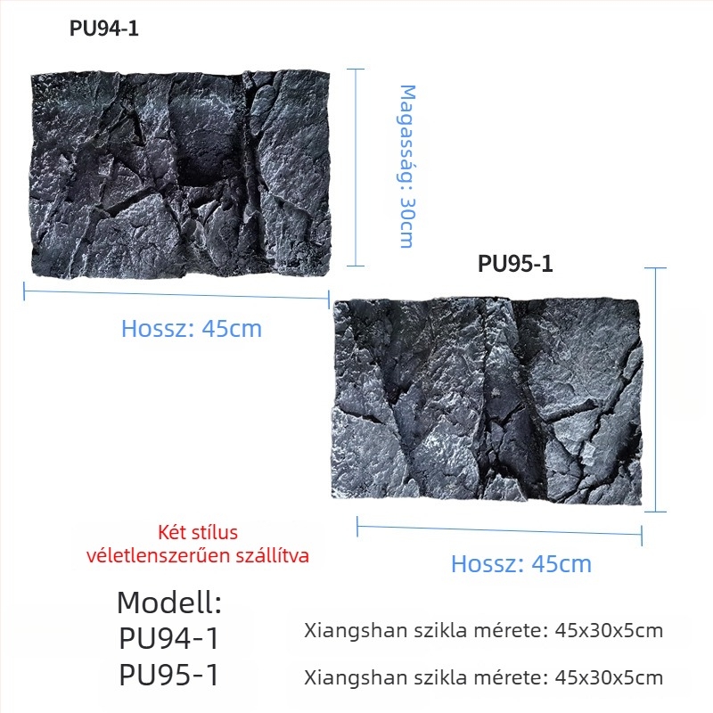 3D PU akvárium háttérpanel – sziklafal táj, PU anyag, akváriumi dekoráció