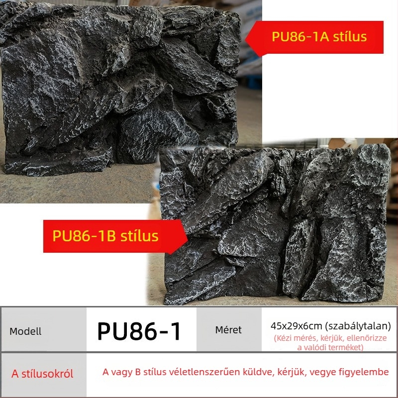 3D PU akvárium háttérpanel – sziklafal táj, PU anyag, akváriumi dekoráció