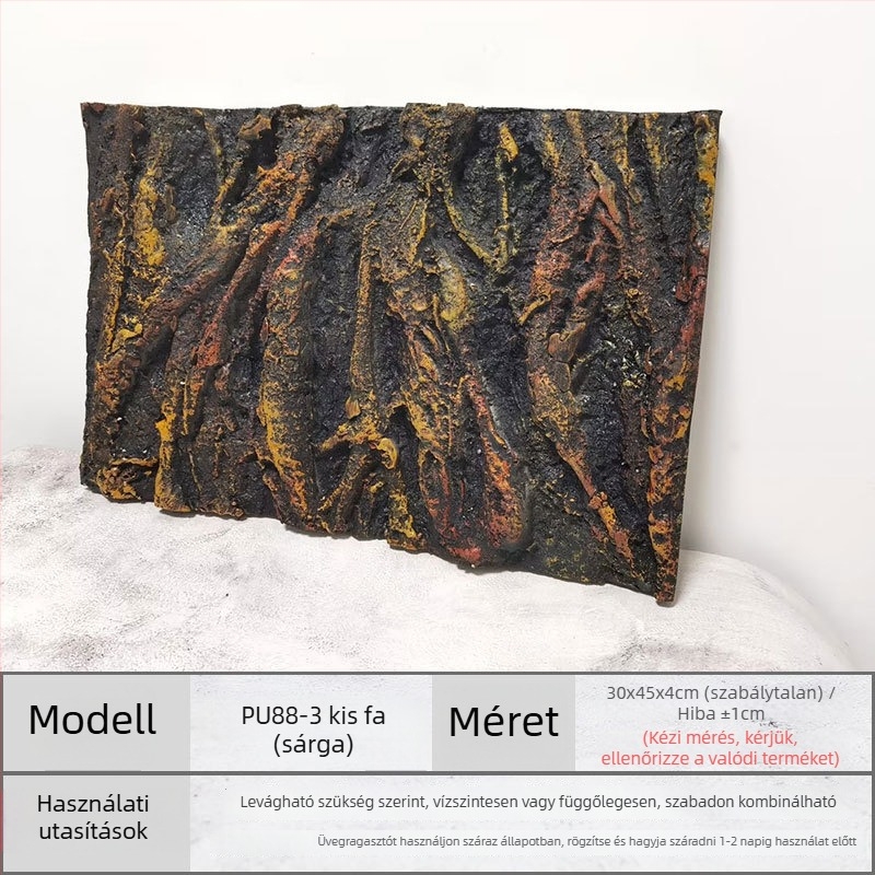 3D PU akvárium háttérpanel – sziklafal táj, PU anyag, akváriumi dekoráció