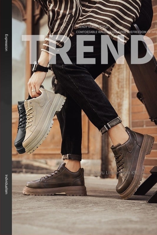 Férfi loaferek - vízálló, nyitott orrú, alacsony szárú, gumitalpú, fűzős