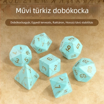 Poliedrális dobókocka készlet gravírozott számokkal - szintetikus kristály, 7 darabos készlet, testreszabható gravírás