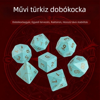 Poliedrális dobókocka készlet gravírozott számokkal - szintetikus kristály, 7 darabos készlet, testreszabható gravírás