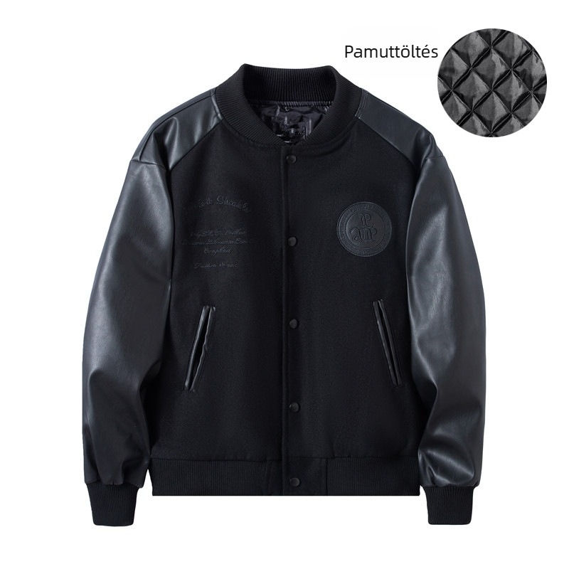 Férfi hip-hop stílusú kabát álló gallérral, egyrendű gombolással, poliészter-keverék anyag (70% poliészter), bélés poliészter