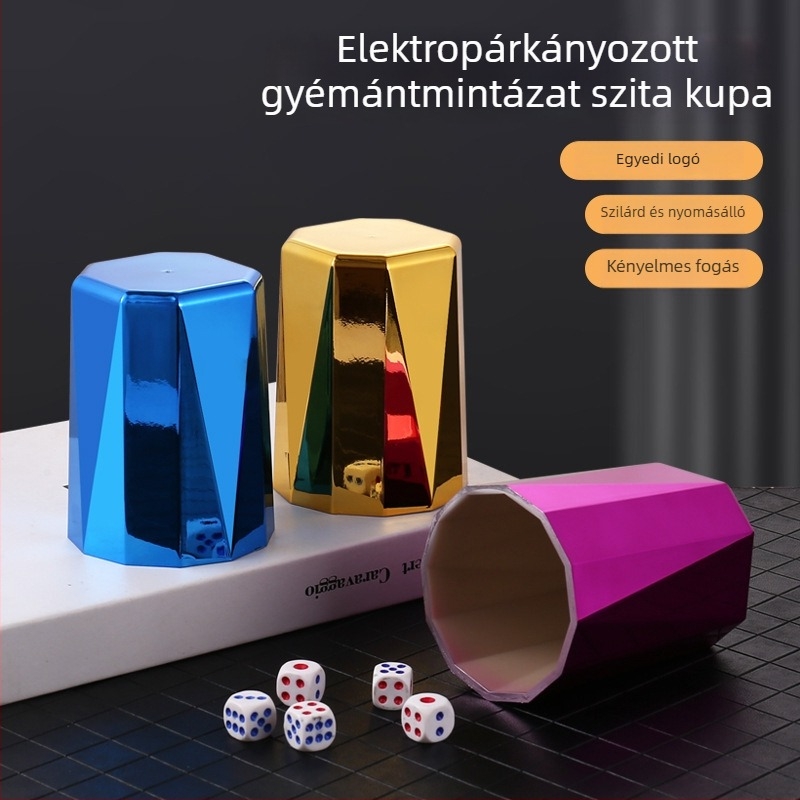 Sensele Dobókupa, rombusz dizájn, ABS műanyag + elektroplating, jobb sarkú stílus, testreszabható logó, 100 darab