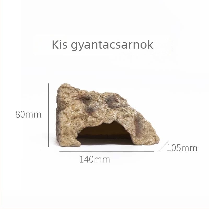 Kőhatású rejtekhely kapaszkodó háziállatok számára – teráriumi dekoráció gyantából, stílus: kő, cél: rejtek és ellazulás, súly 0,4 kg, csomagolás 24 darab