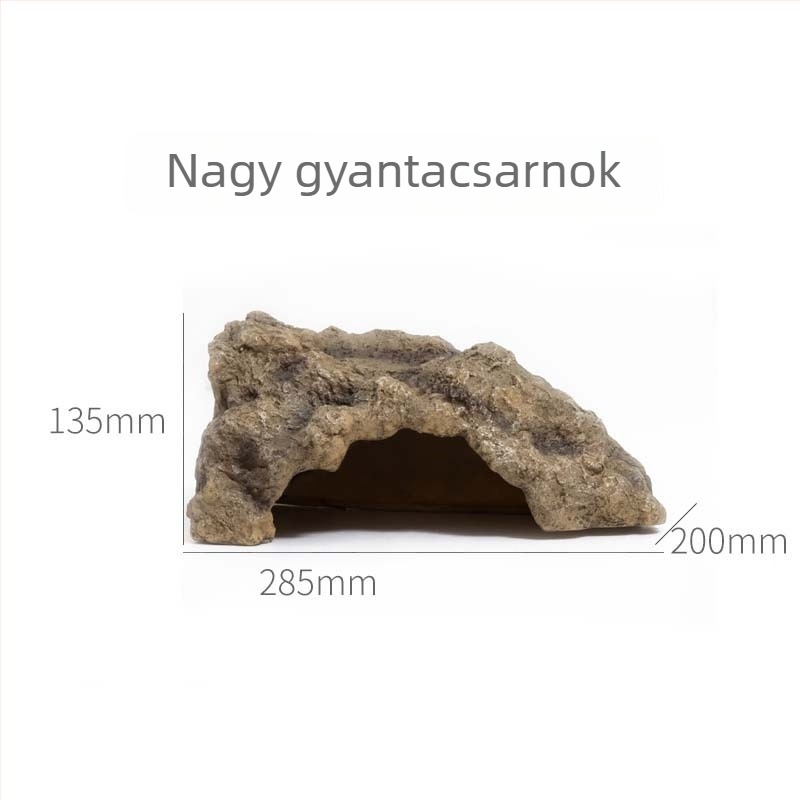 Kőhatású rejtekhely kapaszkodó háziállatok számára – teráriumi dekoráció gyantából, stílus: kő, cél: rejtek és ellazulás, súly 0,4 kg, csomagolás 24 darab