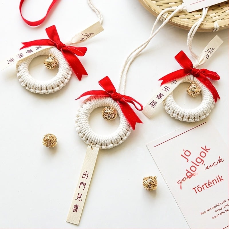 Nuchi Újévi harang-dísz áldást hozó karakterrel és zodiákus motívummal, mini lógó medál a tavaszi fesztiválhoz