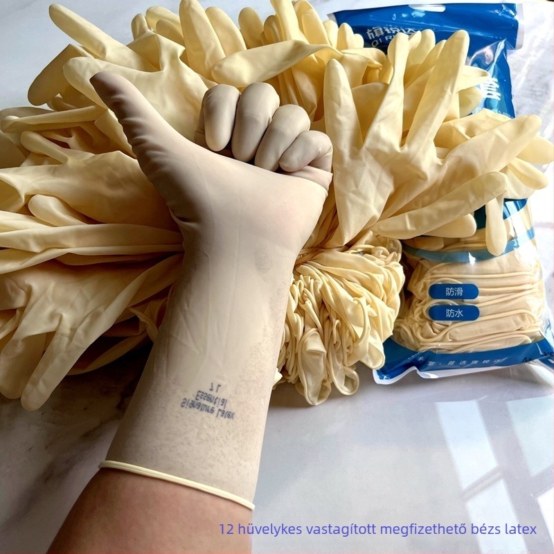 Egyszer használatos vastagított latex kesztyűk, ambidextr, 25 pár (anyag: latex; vastagság: vastag; dizájn: ambidextr; mennyiség: 25 pár)