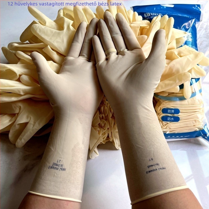 Egyszer használatos vastagított latex kesztyűk, ambidextr, 25 pár (anyag: latex; vastagság: vastag; dizájn: ambidextr; mennyiség: 25 pár)