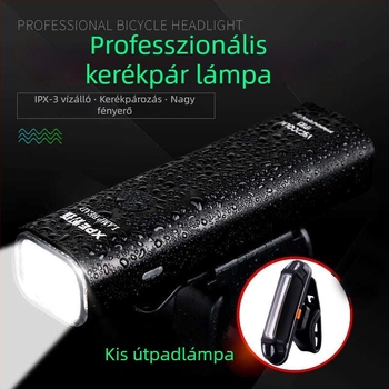 Alumínium ötvözetű kerékpár első lámpa, újratölthető, nagy fényerő a hegylámpás kerékpárhoz éjszakai tekeréshez