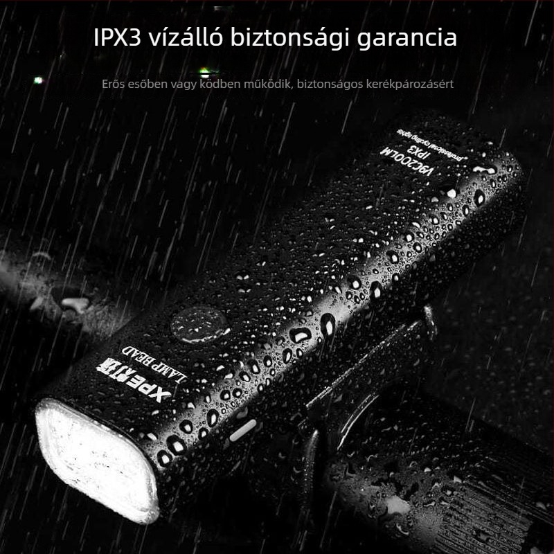 Alumínium ötvözetű kerékpár első lámpa, újratölthető, nagy fényerő a hegylámpás kerékpárhoz éjszakai tekeréshez