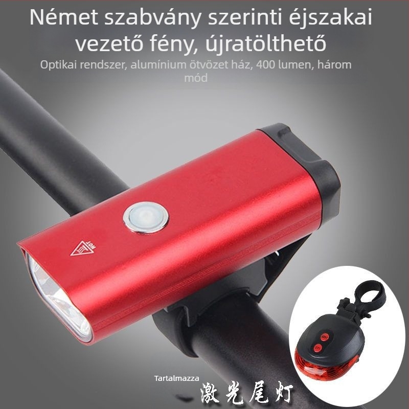 Alumínium ötvözetű kerékpár első lámpa, újratölthető, nagy fényerő a hegylámpás kerékpárhoz éjszakai tekeréshez