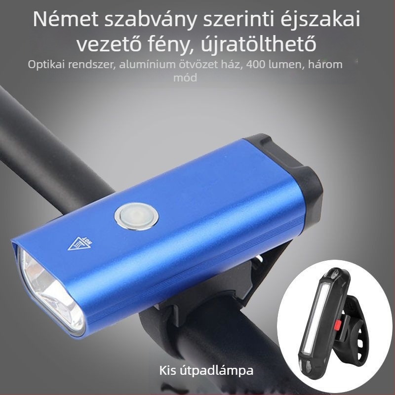 Alumínium ötvözetű kerékpár első lámpa, újratölthető, nagy fényerő a hegylámpás kerékpárhoz éjszakai tekeréshez