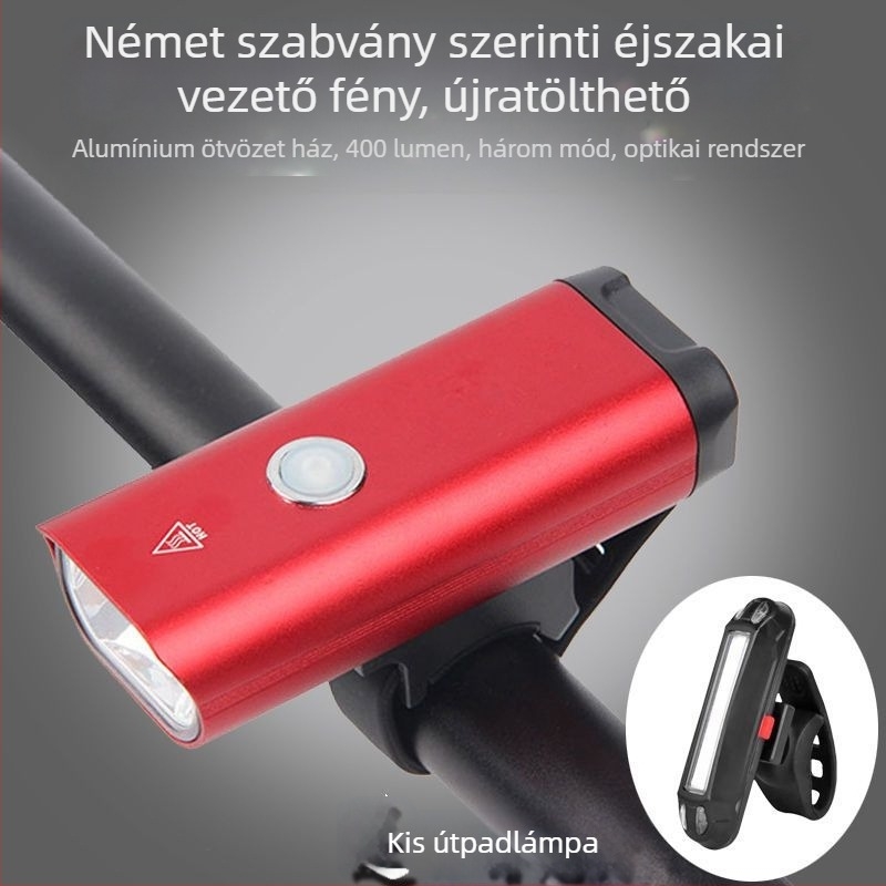 Alumínium ötvözetű kerékpár első lámpa, újratölthető, nagy fényerő a hegylámpás kerékpárhoz éjszakai tekeréshez