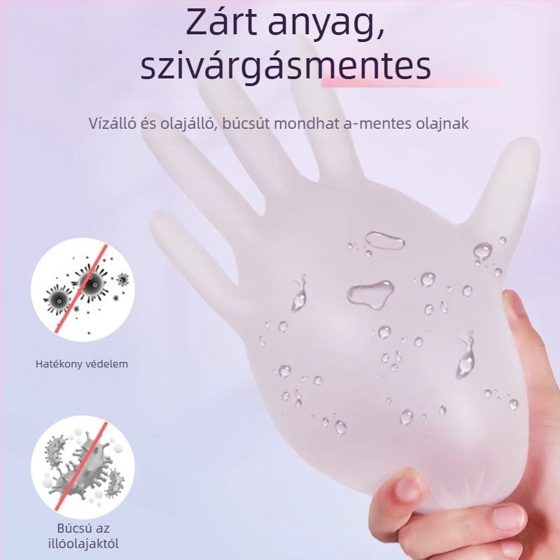 Egyszer használatos masszázs kesztyű PVC-ből, csúszásmentes, átlátszó kialakítás, vastagság legfeljebb 0.05 mm, Yingke modell