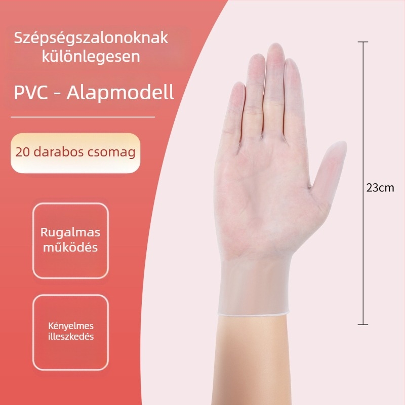 Egyszer használatos masszázs kesztyű PVC-ből, csúszásmentes, átlátszó kialakítás, vastagság legfeljebb 0.05 mm, Yingke modell