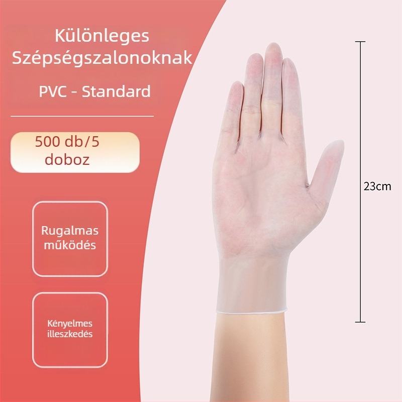 Egyszer használatos masszázs kesztyű PVC-ből, csúszásmentes, átlátszó kialakítás, vastagság legfeljebb 0.05 mm, Yingke modell