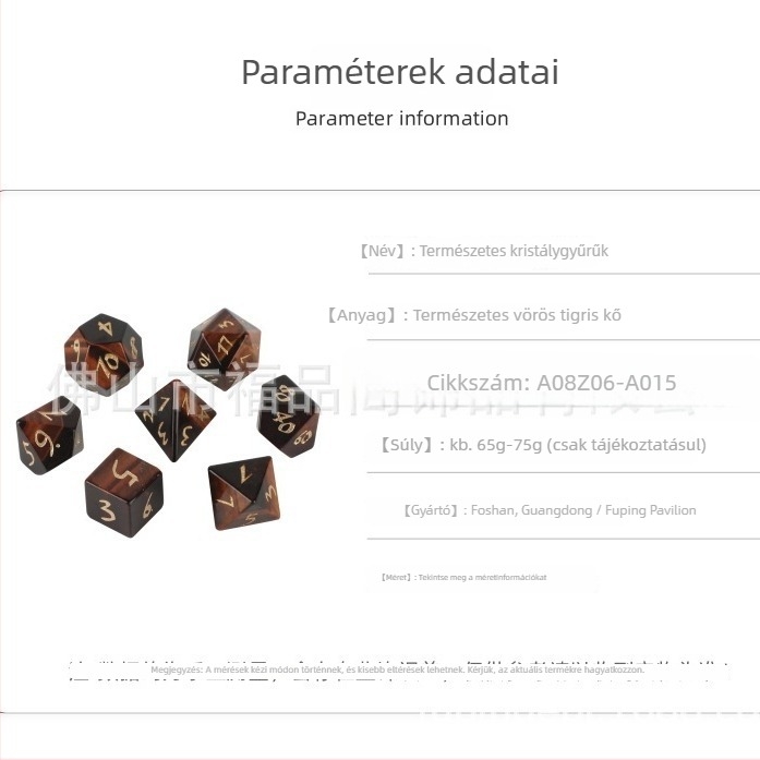 Dungeons & Dragons dobókocka, természetes kristálykő, 20 oldalú, jobb szögű kialakítás, 1-darabos doboz