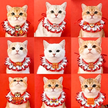 Háziállatoknak készült bandanás nyaklánc, kínai stílus, kockás mintázat, poliészter, nyomtatott twill