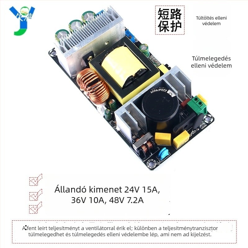 Kapcsolóüzemű tápegység 350W, 24/36/48V kimenetek, 220V bemenet, 10A, állítható