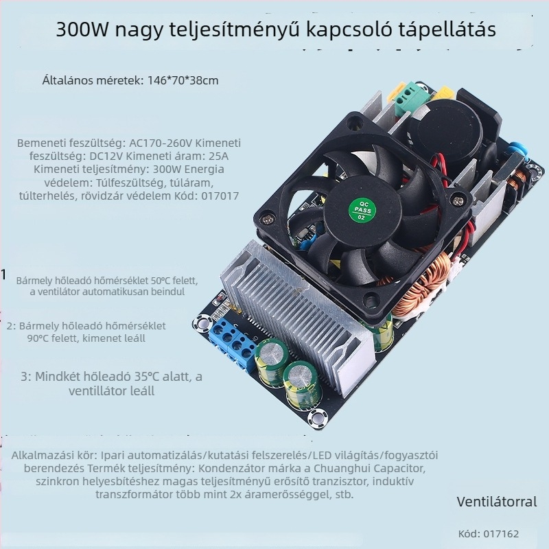 Kapcsolóüzemű tápegység 350W, 24/36/48V kimenetek, 220V bemenet, 10A, állítható