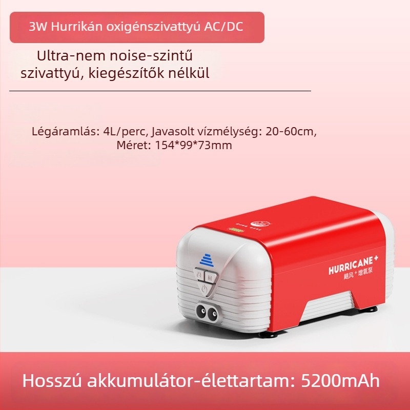 Old Fisherman akvaris oxigénpumpa – ultra-csendes, AC/DC kettős táplálású, újratölthető, Súly 1.0 kg / 2.5 kg