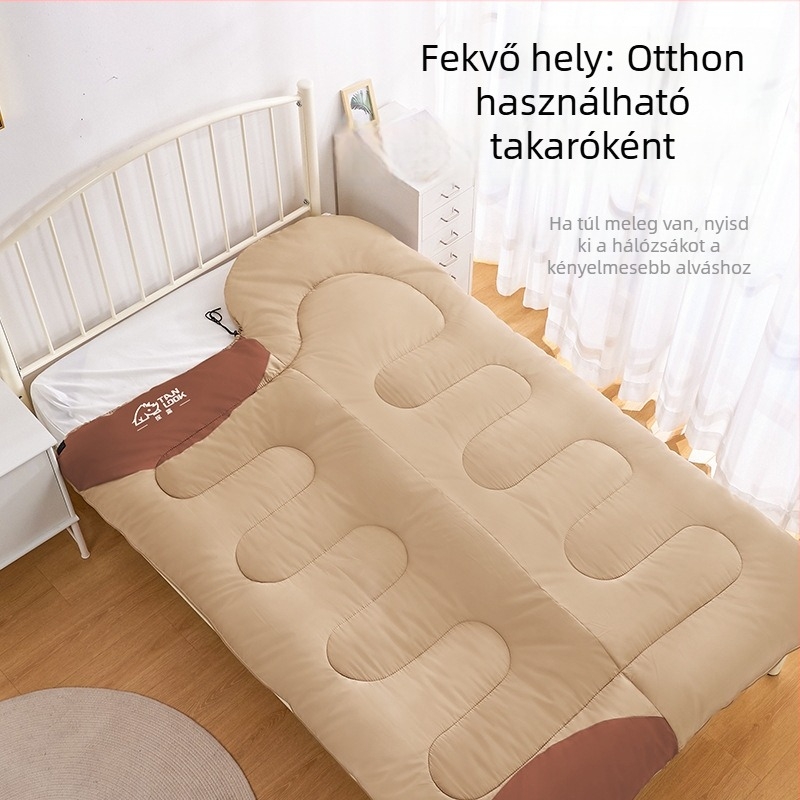 Felnőtt hálózsák – szabadtéri kempinghez, téli vastagítás, hidegálló, kettős használat az irodában, boríték stílusú felépítés, 1 kg, pamut töltet, tiszta pamut bélés, poliészter külső