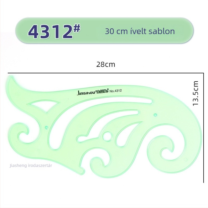 Rajzhoz való sablonos vonalzó – kör- és ellipsz sablonok, dupla skálázás, műanyag, modell 4309