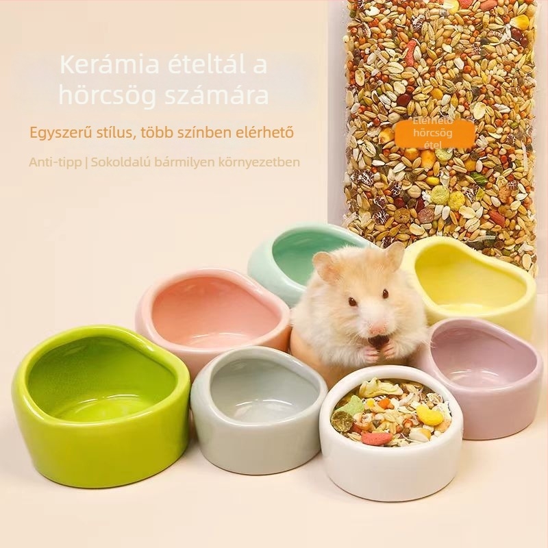 Kerámia hörcsög etetőtál csepegésmentes kivitelben – tál etetésre és gabonára