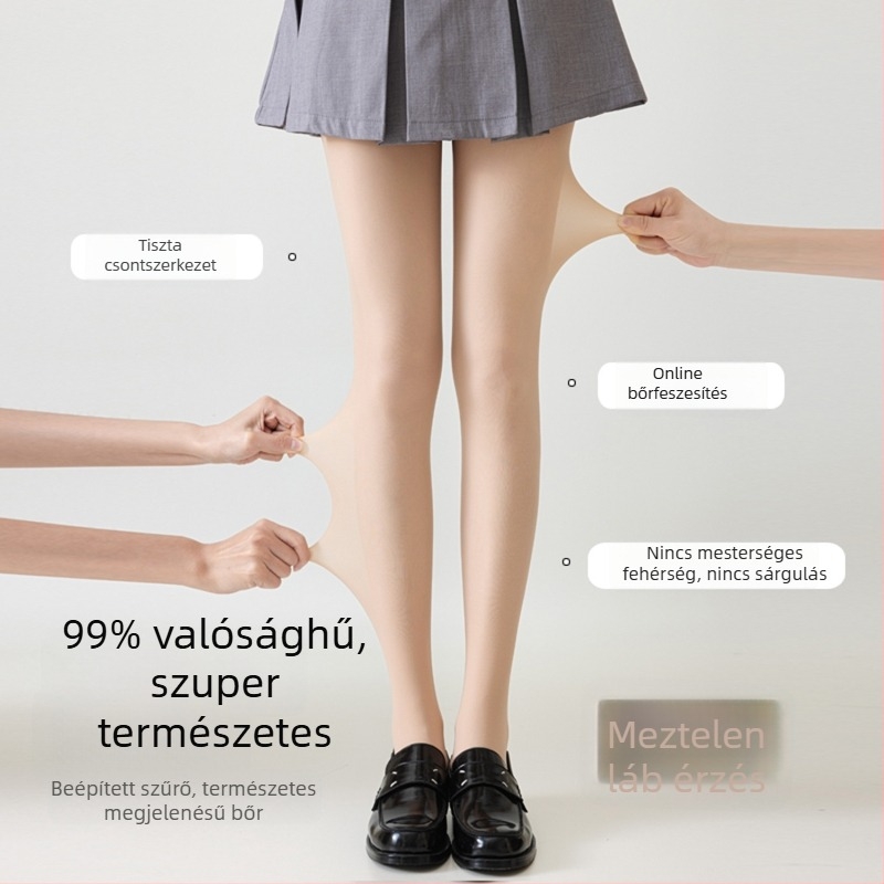 Női velúrharisnya tavasz–őszre, vastag fleece, testszínű, plusz méret