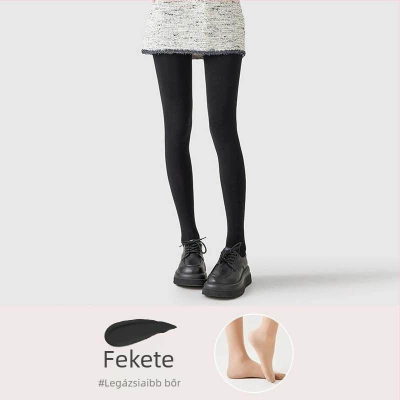 Női velúrharisnya tavasz–őszre, vastag fleece, testszínű, plusz méret