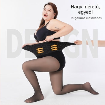 Plusz Méret: vékony harisnyanadrág víz-fényes nude színben, fleece-béléssel őszi-téli viseletre