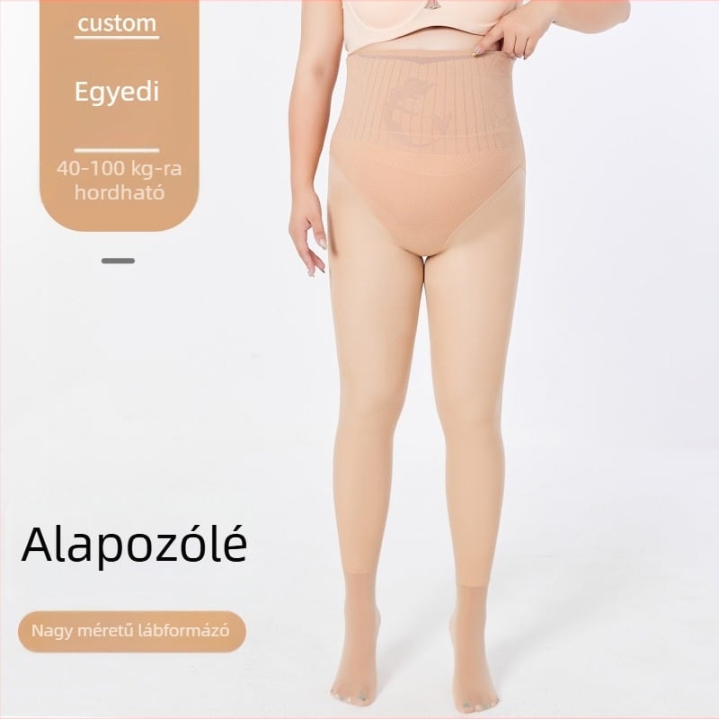 Plusz Méret: vékony harisnyanadrág víz-fényes nude színben, fleece-béléssel őszi-téli viseletre
