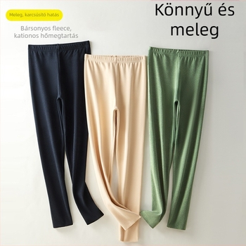 Női meleg fleece-bélelt nadrág, magas derekú, dupla rétegű, poliészter 30–50% tartalom, anyagvastagság 181–200 g/m2