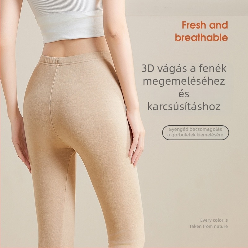 Női meleg fleece-bélelt nadrág, magas derekú, dupla rétegű, poliészter 30–50% tartalom, anyagvastagság 181–200 g/m2