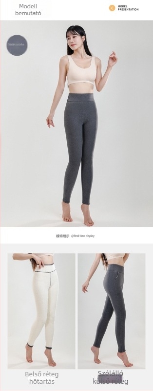 Női báránygyapjú béléses leggings, magas derekú, karcsú szabás, fleece bélés, vastag és meleg kültéri viselethez