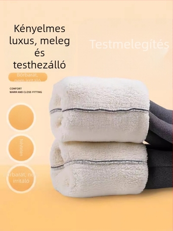 Női báránygyapjú béléses leggings, magas derekú, karcsú szabás, fleece bélés, vastag és meleg kültéri viselethez