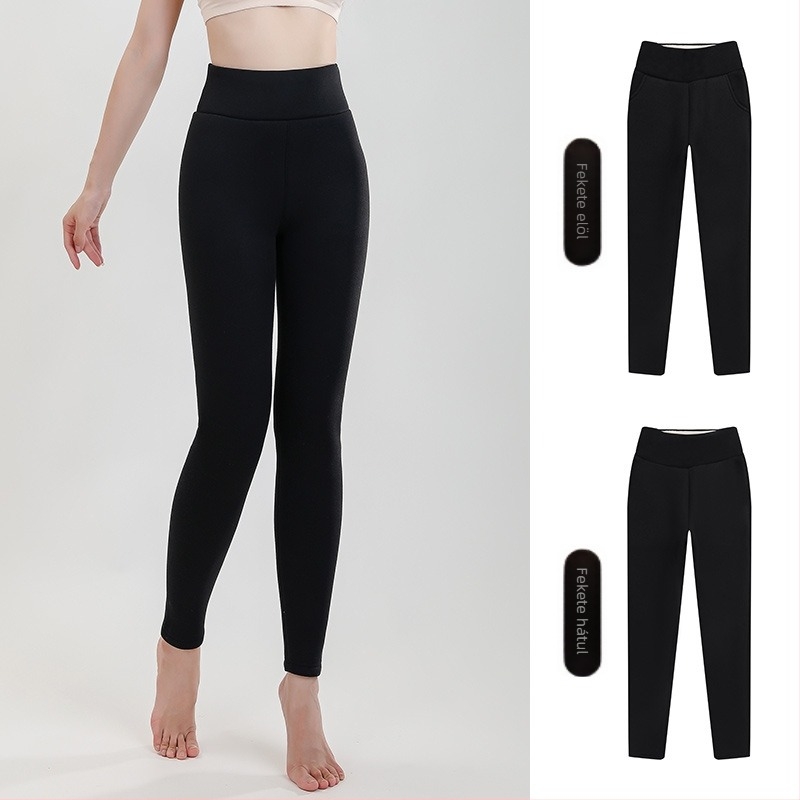 Női báránygyapjú béléses leggings, magas derekú, karcsú szabás, fleece bélés, vastag és meleg kültéri viselethez