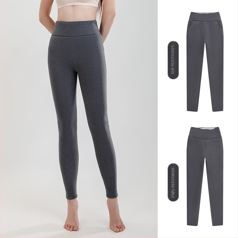 Női báránygyapjú béléses leggings, magas derekú, karcsú szabás, fleece bélés, vastag és meleg kültéri viselethez