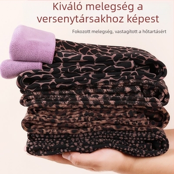 Női leopártmintás fleece-sel bélelt melegítő leggings, magas derék, sima felület, rugalmas, plusz méret