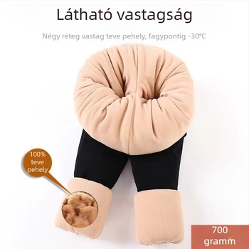 Camel-down béléses leggings, magas derék, vastag téli termosz nadrág, all-in-one külső viselet