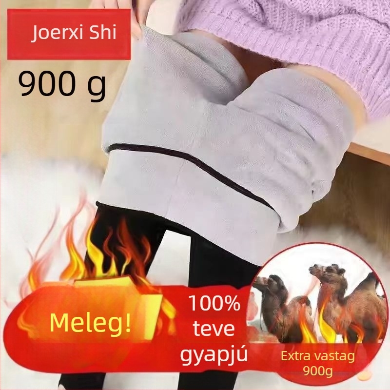 Camel-down béléses leggings, magas derék, vastag téli termosz nadrág, all-in-one külső viselet