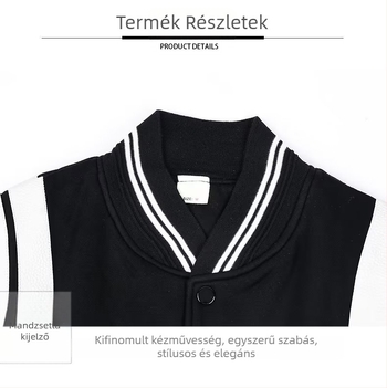 Férfi színkódolt baseball kabát, High Street stílus, gallér: crewneck, egy sor gombos zárás, laza szabás