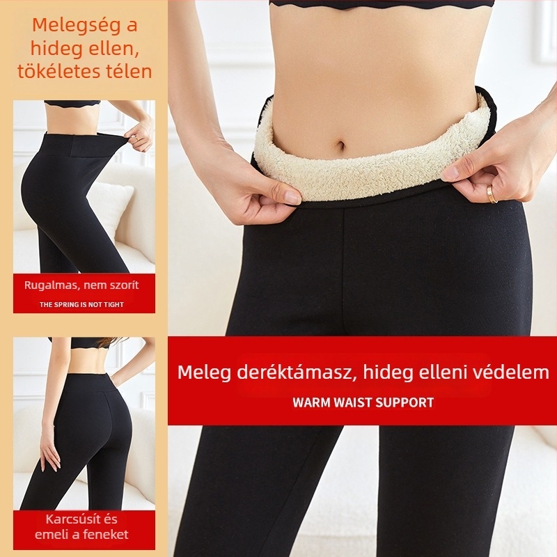 Női fleece-beléses termál leggings, ultranagy vastagságú, meleg téli viselet, plusz méret