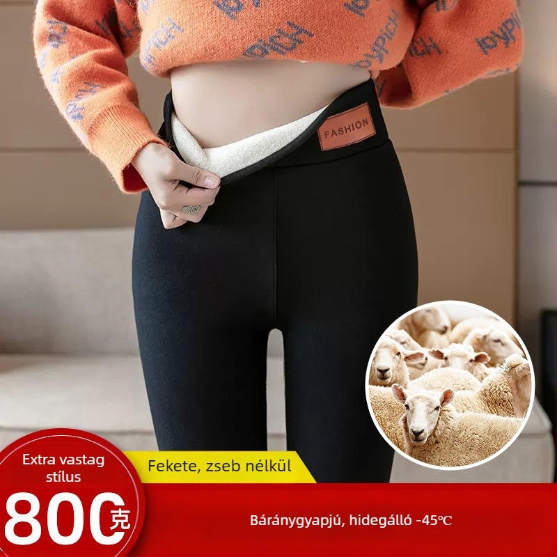Női fleece-beléses termál leggings, ultranagy vastagságú, meleg téli viselet, plusz méret